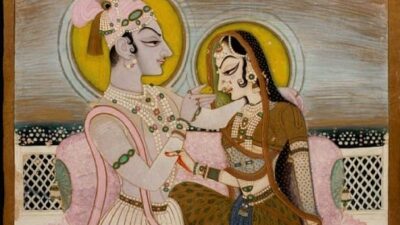 स्वाधीनभर्तृका — राधा-कृष्ण, किशनगढ़ शैली, निहाल चंद