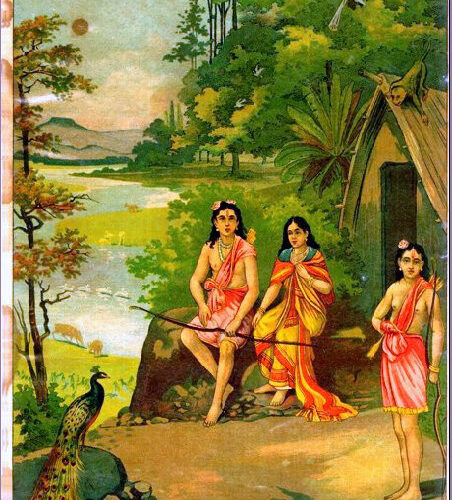सीता का विलाप — राग माला चित्रकला में करुण रस का चित्रण। सीता अशोक वन में अकेली बैठी राम की याद में रो रही है।