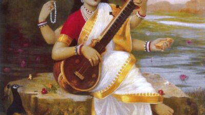 सरस्वती देवी — ज्ञान, संगीत और कला की हिन्दू देवी, वीणा के साथ