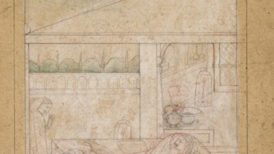 कलहान्तरिता — राधा-कृष्ण का मिलन, कांगड़ा शैली, क्लीवलैंड म्यूज़ियम